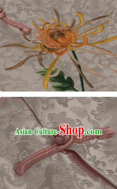 Chinese National Upper Outer Garment Traditional Embroidered Chrysanthemum Waistcoat Tang Suit White Brocade Vest Chinese National Upper Outer Garment Traditional Embroidered Chrysanthemum Waistcoat Tang Suit White Brocade Vest