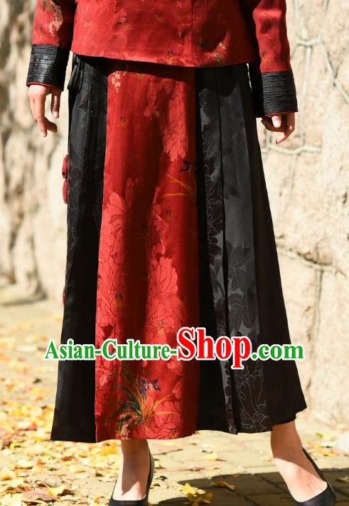 China National Red Gambiered Guangdong Gauze Skirt Traditional Woman Costume China National Red Gambiered Guangdong Gauze Skirt Traditional Woman Costume