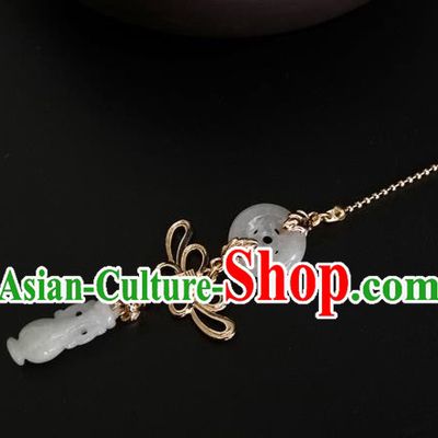 Chinese Traditional Hanfu Jade Vase Pendant National Cheongsam Brooch Jewelry