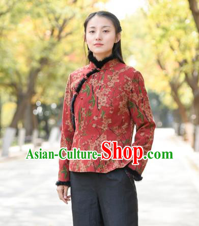 China National Woman Outer Garment Clothing Tang Suit Red Overcoat Traditional Cotton Wadded Jacket China National Woman Outer Garment Clothing Tang Suit Red Overcoat Traditional Cotton Wadded Jacket