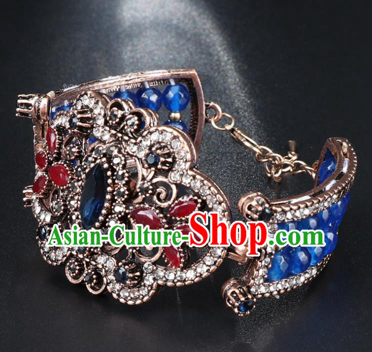 Asian Indian Folk Dance Performance Blue Bracelet India Belly Dance Wristlet Accessories Asian Indian Folk Dance Performance Blue Bracelet India Belly Dance Wristlet Accessories