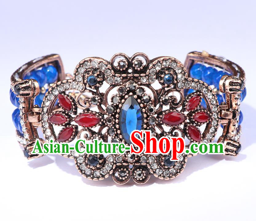 Asian Indian Folk Dance Performance Blue Bracelet India Belly Dance Wristlet Accessories Asian Indian Folk Dance Performance Blue Bracelet India Belly Dance Wristlet Accessories