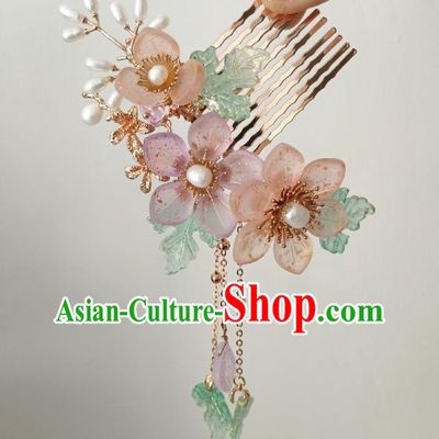 China Ancient Princess Pearls Hair Comb Traditional Hanfu Hair Accessories