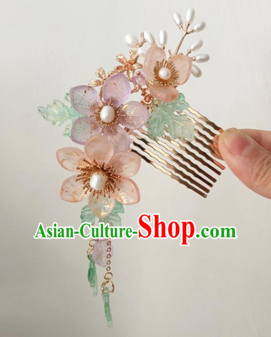 China Ancient Princess Pearls Hair Comb Traditional Hanfu Hair Accessories China Ancient Princess Pearls Hair Comb Traditional Hanfu Hair Accessories