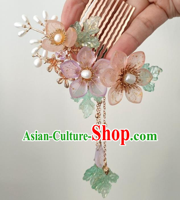 China Ancient Princess Pearls Hair Comb Traditional Hanfu Hair Accessories China Ancient Princess Pearls Hair Comb Traditional Hanfu Hair Accessories