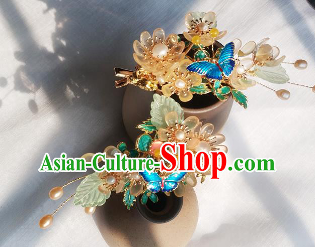 China Ancient Palace Lady Hairpin Traditional Ming Dynasty Chrysanthemum Hair Claws China Ancient Palace Lady Hairpin Traditional Ming Dynasty Chrysanthemum Hair Claws