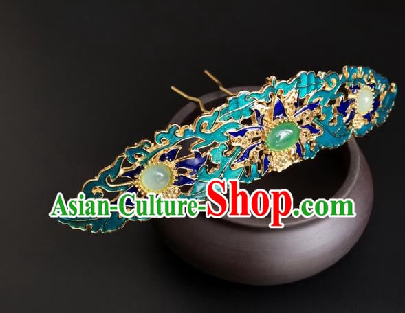 China Ancient Empress Hairpin Traditional Ming Dynasty Blueing Lotus Hair Crown China Ancient Empress Hairpin Traditional Ming Dynasty Blueing Lotus Hair Crown