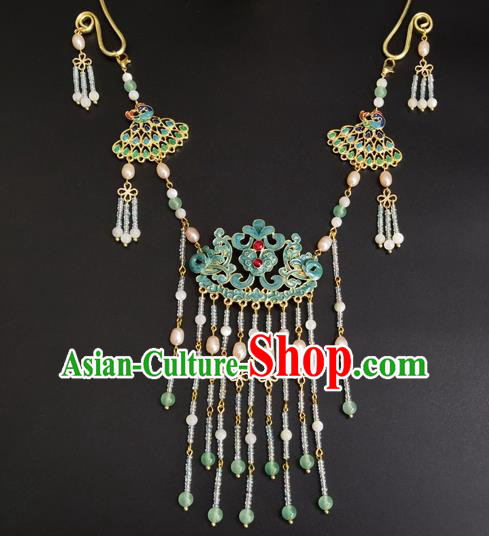 Chinese Ming Dynasty Noble Lady Necklace Ancient Princess Beads Tassel Necklet Accessories Chinese Ming Dynasty Noble Lady Necklace Ancient Princess Beads Tassel Necklet Accessories