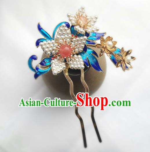 China Ancient Court Lady Lily Flower Hairpin Traditional Ming Dynasty Cloisonne Hair Stick China Ancient Court Lady Lily Flower Hairpin Traditional Ming Dynasty Cloisonne Hair Stick