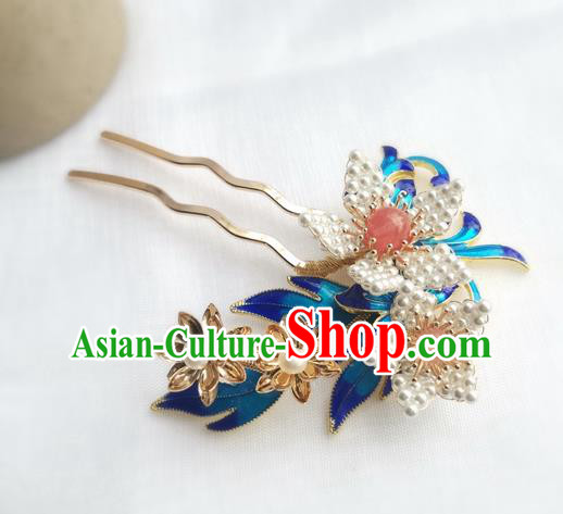 China Ancient Court Lady Lily Flower Hairpin Traditional Ming Dynasty Cloisonne Hair Stick China Ancient Court Lady Lily Flower Hairpin Traditional Ming Dynasty Cloisonne Hair Stick
