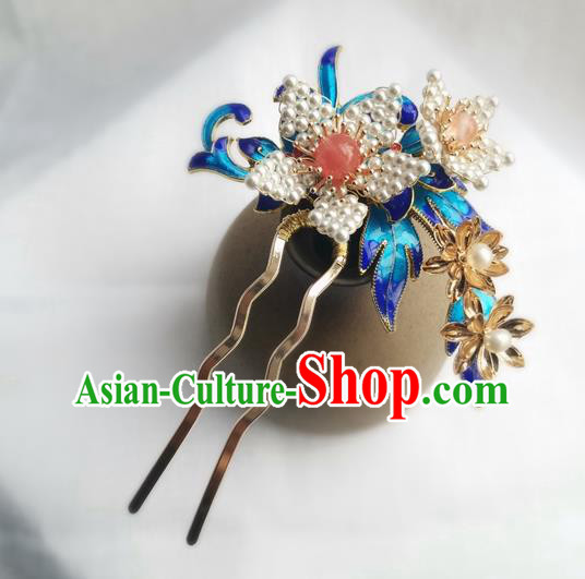 China Ancient Court Lady Lily Flower Hairpin Traditional Ming Dynasty Cloisonne Hair Stick China Ancient Court Lady Lily Flower Hairpin Traditional Ming Dynasty Cloisonne Hair Stick