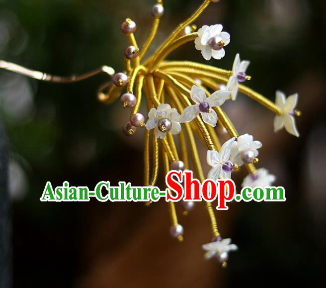 Chinese Traditional Qing Dynasty Court Hair Accessories Ancient Empress Shell Flowers Hairpin Chinese Traditional Qing Dynasty Court Hair Accessories Ancient Empress Shell Flowers Hairpin