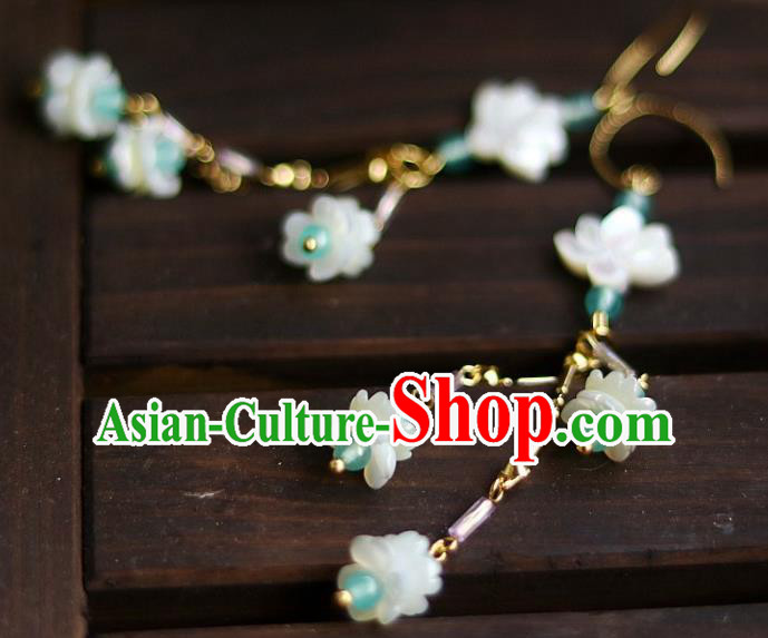 China Traditional Song Dynasty Shell Lotus Tassel Earrings Handmade Ancient Princess Ear Accessories China Traditional Song Dynasty Shell Lotus Tassel Earrings Handmade Ancient Princess Ear Accessories