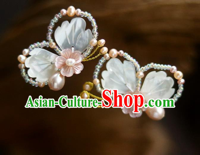 Chinese Ancient Princess Shell Butterfly Hairpin Traditional Song Dynasty Pearls Hair Stick Chinese Ancient Princess Shell Butterfly Hairpin Traditional Song Dynasty Pearls Hair Stick