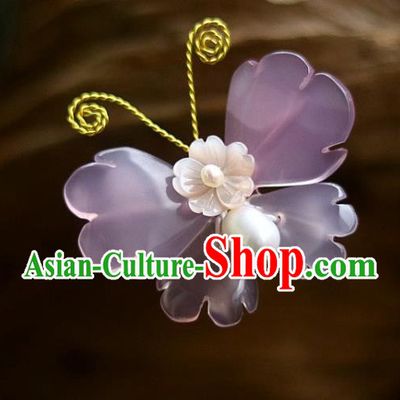Chinese Ancient Princess Amethyst Butterfly Hairpin Traditional Song Dynasty Palace Lady Hair Stick