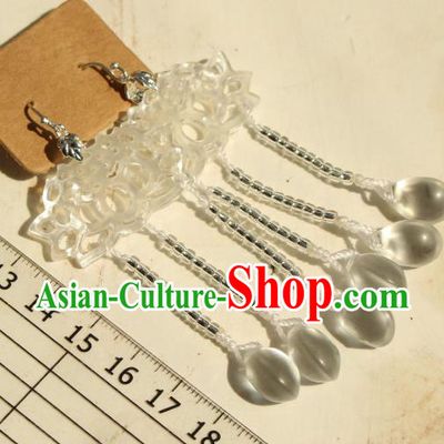 China Classical Cheongsam Ear Jewelry Handmade National Carving Lotus Earrings