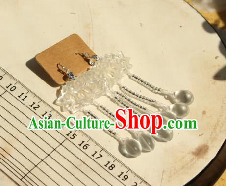 China Classical Cheongsam Ear Jewelry Handmade National Carving Lotus Earrings China Classical Cheongsam Ear Jewelry Handmade National Carving Lotus Earrings