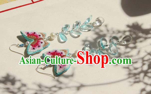 China Classical Cheongsam Tassel Ear Jewelry Handmade National Embroidered Butterfly Earrings China Classical Cheongsam Tassel Ear Jewelry Handmade National Embroidered Butterfly Earrings