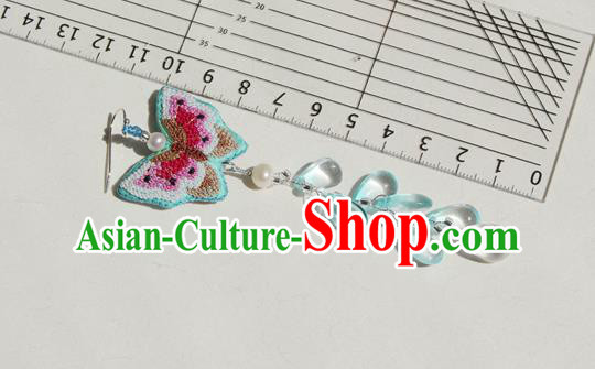 China Classical Cheongsam Tassel Ear Jewelry Handmade National Embroidered Butterfly Earrings China Classical Cheongsam Tassel Ear Jewelry Handmade National Embroidered Butterfly Earrings