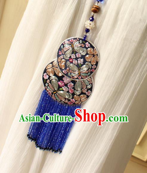 China Handmade Embroidered Black Gourd Sachet Necklet Accessories Traditional Cheongsam Necklace China Handmade Embroidered Black Gourd Sachet Necklet Accessories Traditional Cheongsam Necklace