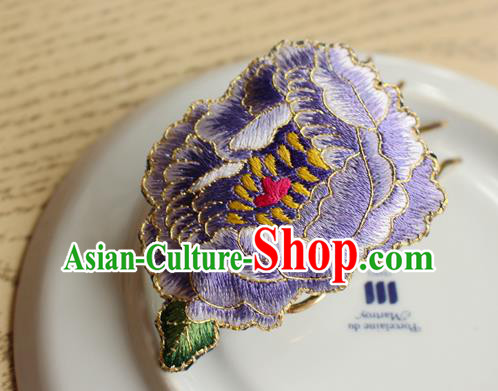 China Handmade National Embroidered Purple Peony Hair Comb Classical Cheongsam Hair Accessories China Handmade National Embroidered Purple Peony Hair Comb Classical Cheongsam Hair Accessories