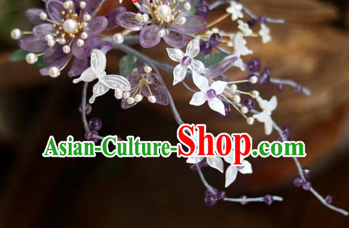 Chinese Ancient Princess Shell Butterfly Fragrans Hairpin Traditional Song Dynasty Court Amethyst Hair Stick Chinese Ancient Princess Shell Butterfly Fragrans Hairpin Traditional Song Dynasty Court Amethyst Hair Stick