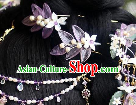 Chinese Ancient Palace Lady Shell Orchids Hairpin Traditional Song Dynasty Court Amethyst Hair Stick Chinese Ancient Palace Lady Shell Orchids Hairpin Traditional Song Dynasty Court Amethyst Hair Stick