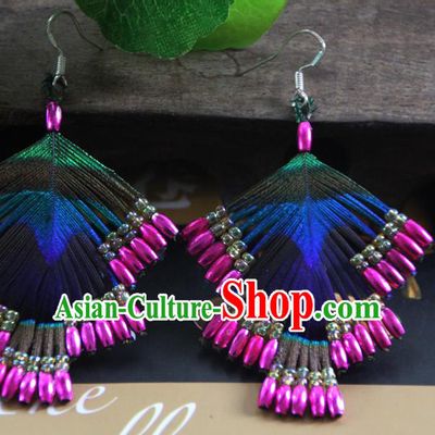 Chinese Handmade Peacock Dance Ear Jewelry National Ear Accessories Yannan Dai Ethnic Woman Earrings