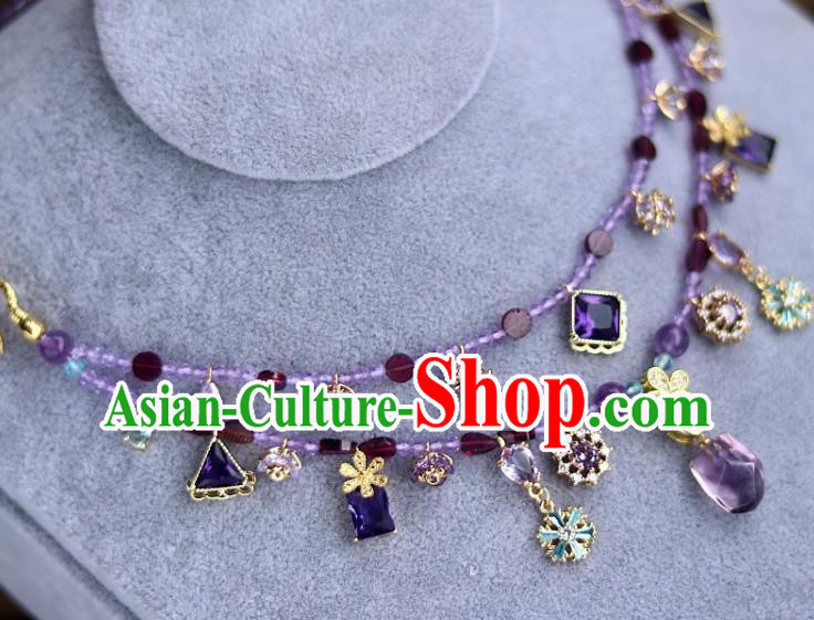 China Traditional Song Dynasty Amethyst Tassel Necklace Handmade Ancient Imperial Concubine Necklet Accessories China Traditional Song Dynasty Amethyst Tassel Necklace Handmade Ancient Imperial Concubine Necklet Accessories
