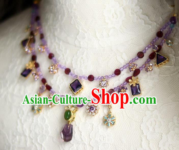 China Traditional Song Dynasty Amethyst Tassel Necklace Handmade Ancient Imperial Concubine Necklet Accessories China Traditional Song Dynasty Amethyst Tassel Necklace Handmade Ancient Imperial Concubine Necklet Accessories