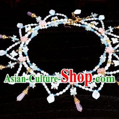 China Traditional Tang Dynasty Shell Butterfly Necklace Handmade Ancient Princess Tassel Necklet Accessories