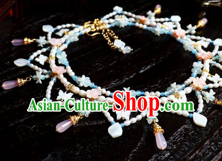 China Traditional Tang Dynasty Shell Butterfly Necklace Handmade Ancient Princess Tassel Necklet Accessories China Traditional Tang Dynasty Shell Butterfly Necklace Handmade Ancient Princess Tassel Necklet Accessories
