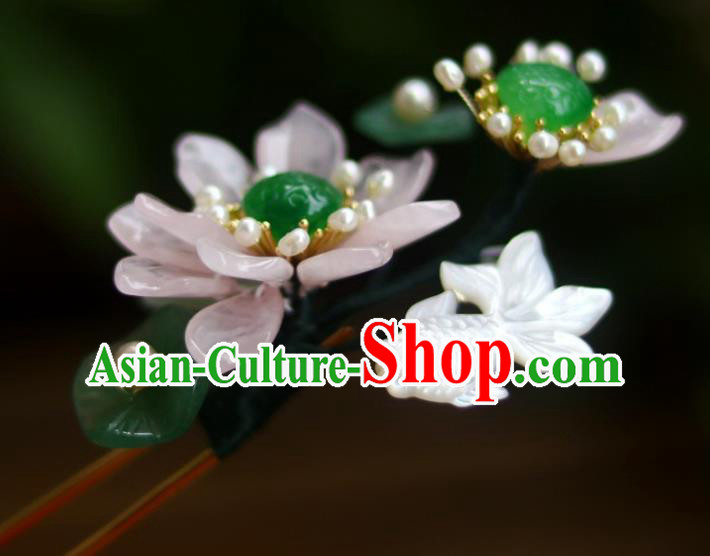 Chinese Ancient Princess Shell Goldfish Hairpin Traditional Song Dynasty Rose Quartz Lotus Hair Stick Chinese Ancient Princess Shell Goldfish Hairpin Traditional Song Dynasty Rose Quartz Lotus Hair Stick