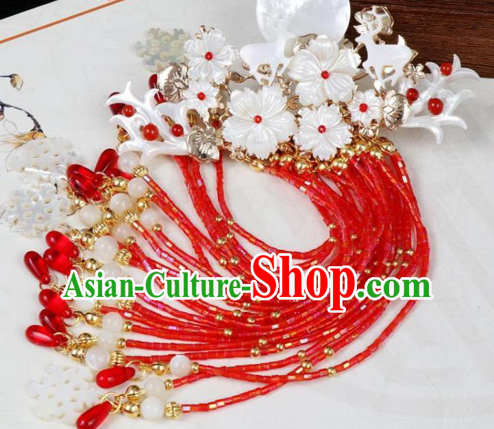 Chinese Ancient Princess Hair Accessories Traditional Tang Dynasty Red Beads Tassel Hair Claw Chinese Ancient Princess Hair Accessories Traditional Tang Dynasty Red Beads Tassel Hair Claw