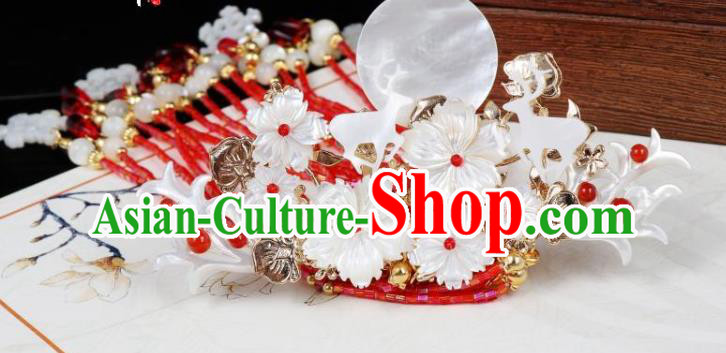 Chinese Ancient Princess Hair Accessories Traditional Tang Dynasty Red Beads Tassel Hair Claw Chinese Ancient Princess Hair Accessories Traditional Tang Dynasty Red Beads Tassel Hair Claw