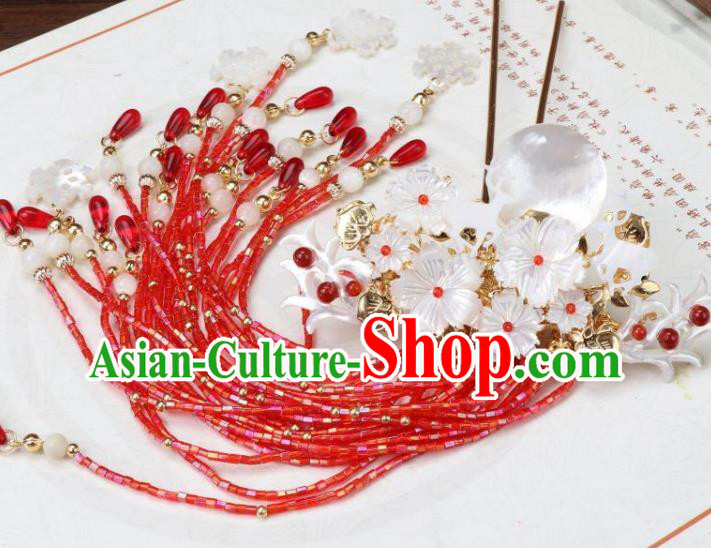 Chinese Ancient Princess Hair Accessories Traditional Tang Dynasty Red Beads Tassel Hair Claw Chinese Ancient Princess Hair Accessories Traditional Tang Dynasty Red Beads Tassel Hair Claw