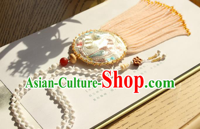 China Handmade Embroidered Sachet Necklet Accessories Traditional Cheongsam Beads Tassel Necklace China Handmade Embroidered Sachet Necklet Accessories Traditional Cheongsam Beads Tassel Necklace