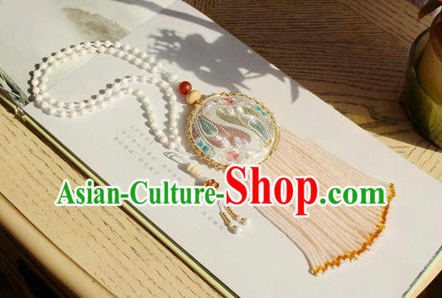 China Handmade Embroidered Sachet Necklet Accessories Traditional Cheongsam Beads Tassel Necklace China Handmade Embroidered Sachet Necklet Accessories Traditional Cheongsam Beads Tassel Necklace