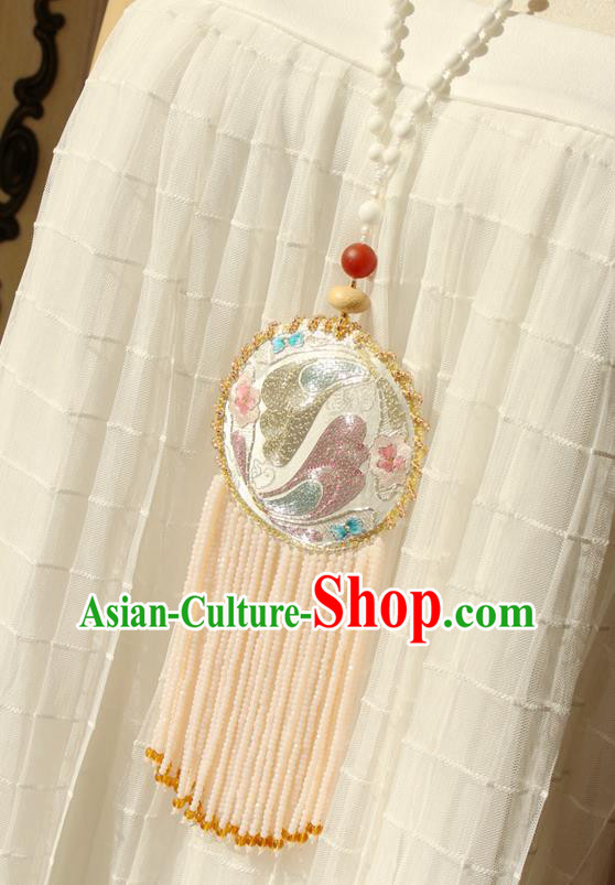 China Handmade Embroidered Sachet Necklet Accessories Traditional Cheongsam Beads Tassel Necklace China Handmade Embroidered Sachet Necklet Accessories Traditional Cheongsam Beads Tassel Necklace