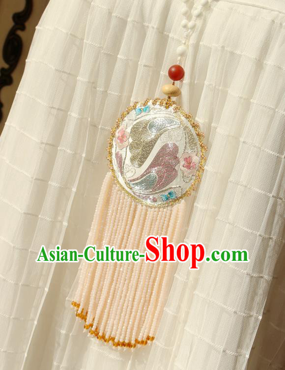China Handmade Embroidered Sachet Necklet Accessories Traditional Cheongsam Beads Tassel Necklace China Handmade Embroidered Sachet Necklet Accessories Traditional Cheongsam Beads Tassel Necklace