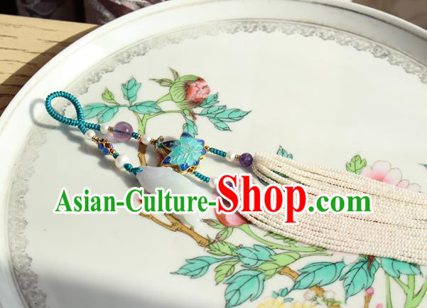 Chinese National Pearls Tassel Pendant Classical Qipao Dress Cloisonne Maple Leaf Brooch Chinese National Pearls Tassel Pendant Classical Qipao Dress Cloisonne Maple Leaf Brooch