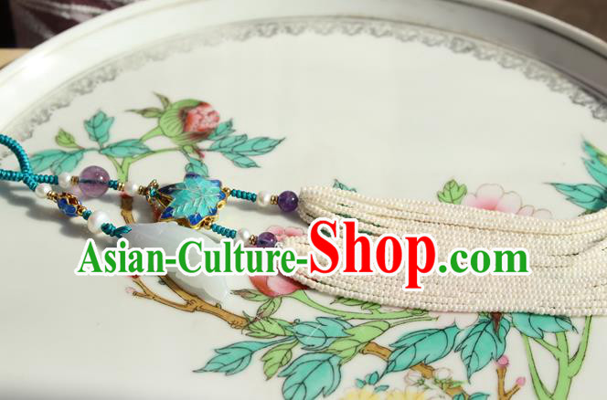 Chinese National Pearls Tassel Pendant Classical Qipao Dress Cloisonne Maple Leaf Brooch Chinese National Pearls Tassel Pendant Classical Qipao Dress Cloisonne Maple Leaf Brooch