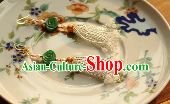 China Classical Cheongsam Jade Cloud Ear Jewelry Handmade National Pearls Tassel Earrings China Classical Cheongsam Jade Cloud Ear Jewelry Handmade National Pearls Tassel Earrings