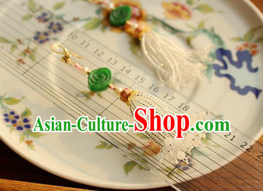 China Classical Cheongsam Jade Cloud Ear Jewelry Handmade National Pearls Tassel Earrings China Classical Cheongsam Jade Cloud Ear Jewelry Handmade National Pearls Tassel Earrings