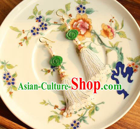 China Classical Cheongsam Jade Cloud Ear Jewelry Handmade National Pearls Tassel Earrings China Classical Cheongsam Jade Cloud Ear Jewelry Handmade National Pearls Tassel Earrings