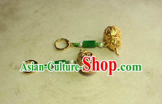 China Classical Cheongsam Golden Gourd Ear Jewelry Handmade National Jade Earrings China Classical Cheongsam Golden Gourd Ear Jewelry Handmade National Jade Earrings