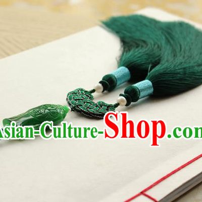 Chinese National Jade Waist Tassel Pendant Classical Qipao Dress Brooch