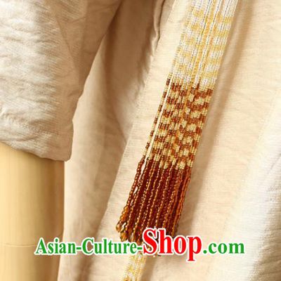 Chinese National Beads Tassel Pendant Classical Qipao Dress Golden Pavilion Brooch