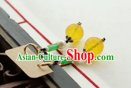China Classical Cheongsam Beeswax Carving Ear Jewelry Handmade National Jade Pearl Earrings China Classical Cheongsam Beeswax Carving Ear Jewelry Handmade National Jade Pearl Earrings