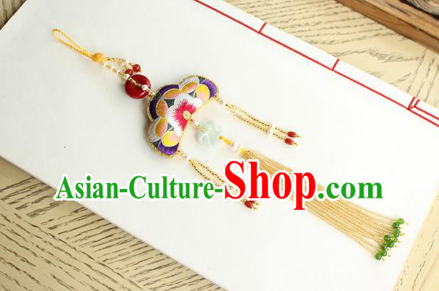 Chinese National Beads Tassel Jade Pendant Classical Qipao Dress Embroidered Sachet Brooch Chinese National Beads Tassel Jade Pendant Classical Qipao Dress Embroidered Sachet Brooch